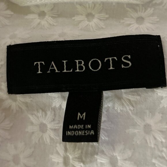 Talbots SZ M Linen Cotton Blend White Blazer / Jacket Essential Preppy Timeless - Picture 8 of 10